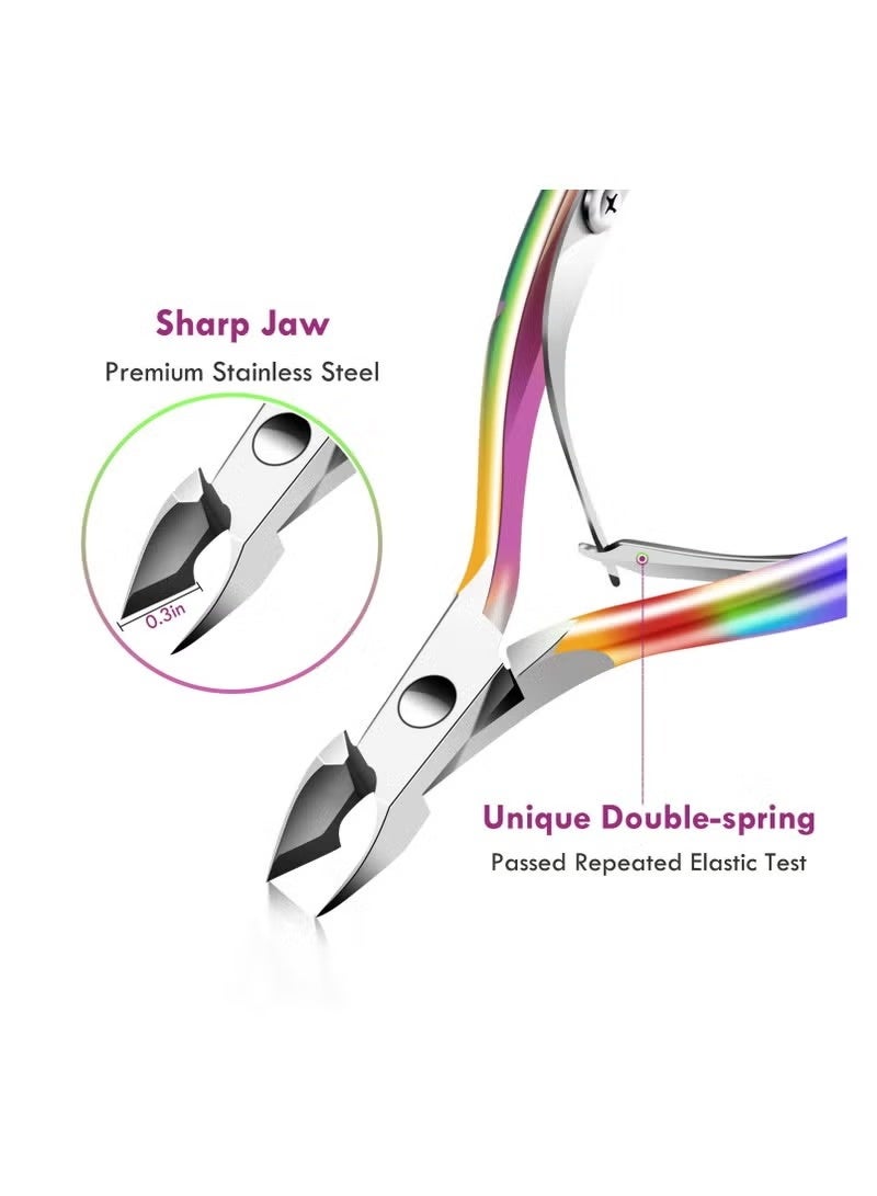 Cuticle Trimmer Cuticle Remover with Cuticle Pusher, Professional Stainless Steel Durable Pedicure Manicure Tools, Cutter Nipper Scissor Clipper for Fingernails and Toenails Dead Skin (Multicolour) - Image 2