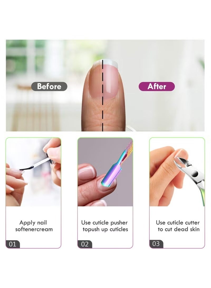 Cuticle Trimmer Cuticle Remover with Cuticle Pusher, Professional Stainless Steel Durable Pedicure Manicure Tools, Cutter Nipper Scissor Clipper for Fingernails and Toenails Dead Skin (Multicolour) - Image 5