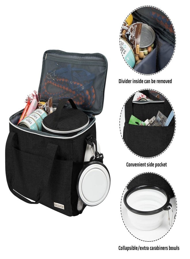 BAGLHER Dog Travel Bag Backpack Pet Supplies Backpack Pet Accessories Storage Bag 5-Piece Set With Shoulder Strap 2 Lined Pet Food Containers 2 Foldable Feeding Bowls Essential Kit for Pet travel - Image 3