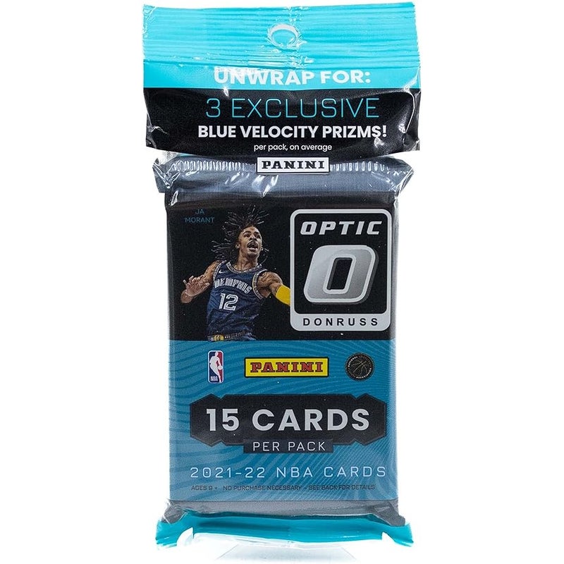 Panini 2021/22 Donruss Optic Basketball NBA Cello Pack with Blue Velocity Parallels - 15 Trading Cards Total