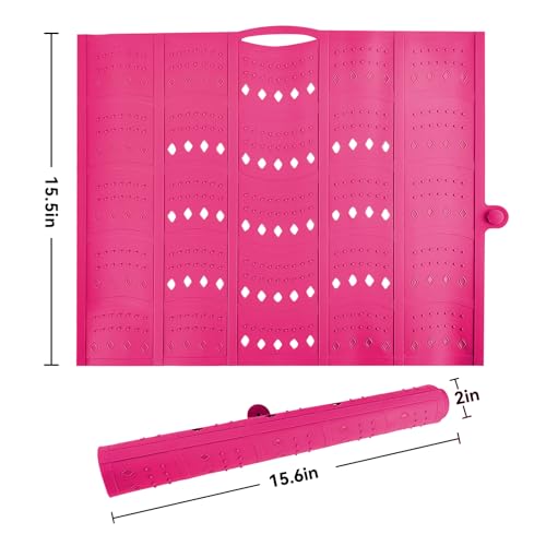 BRIAN & DANY Makeup Mat for Sink, Bathroom Sink Cover for Counter Space, Foldable Silicone Sink Mat Organizer Countertop RV Space Saver, Pink, 19.3" x 15.5" - Image 2