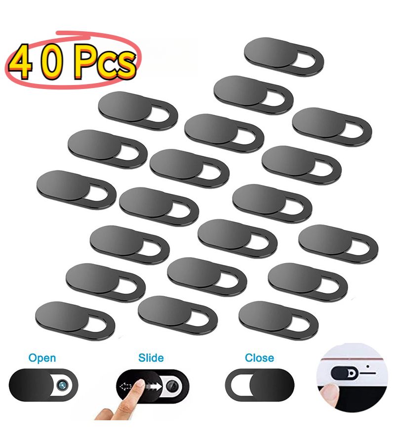 40 Pieces Black And White Sliding Webcam Cover For Laptop Tablet Phone Camera Privacy - Image 1