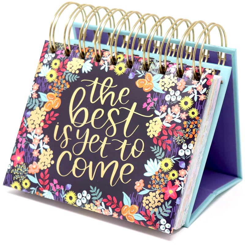 bloom daily planners Undated Perpetual Desk Easel/Inspirational Standing Flip Calendar - (5.25" x 5.5") (The Best is Yet to Come) - Image 1