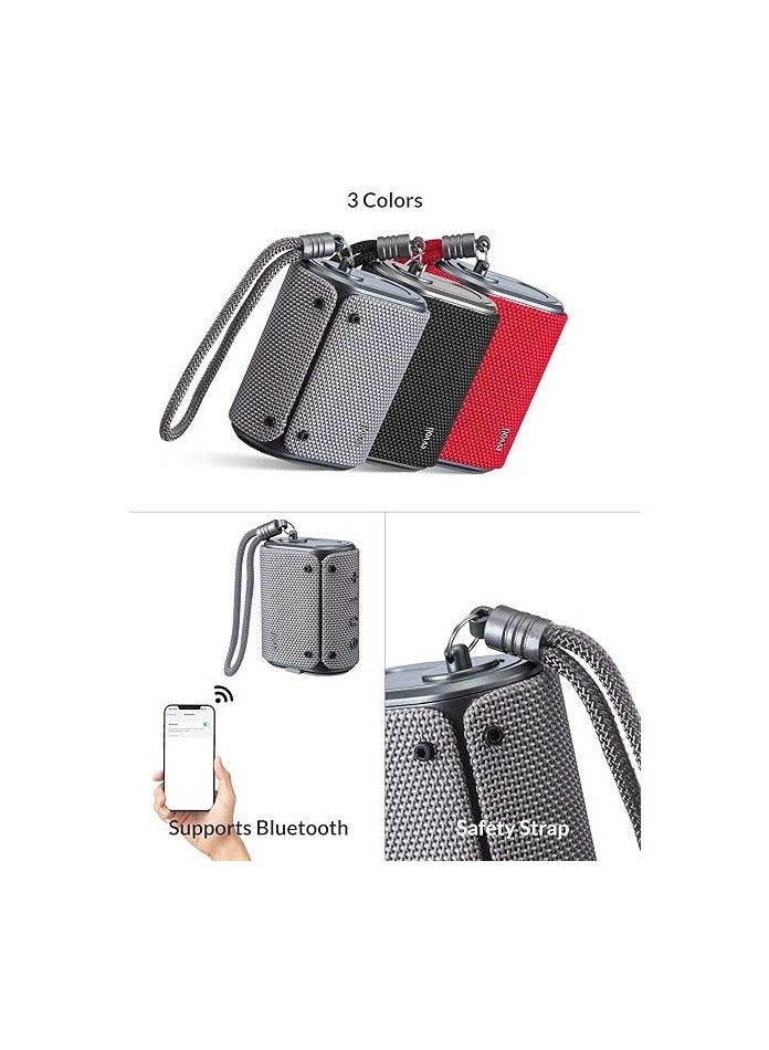 إيفولي مكبر صوت بلوتوث داخلي وخارجي مقاوم للماء 5 واط مع ميكروفون مدمج، رمادي، EVAUD-MB5A - Image 5