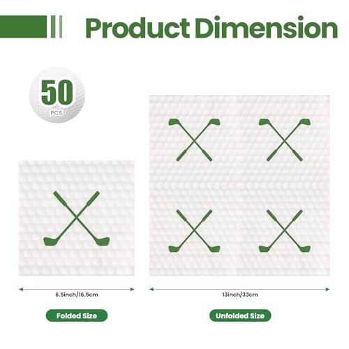 PUEVENYI 50 Pieces Golf Paper Napkins 13 x 13 Inches Luncheon Napkins Cocktail Napkins Disposable Sports Theme Decorations for Kids Baby Shower,Birthday Party,Golf Theme Party Supplies - Image 2