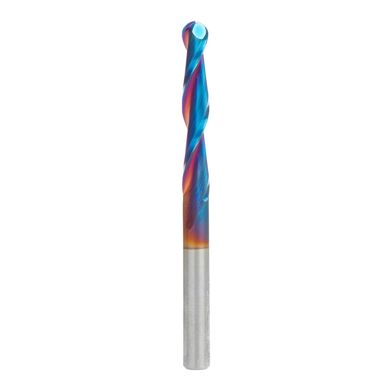 Amana Tool Carbide Up Cut Spiral CNC Router Bits for 2D/3D Carving, 46294-K, 0.10 Deg Straight Angle Ball Tip 1/4 D x 1/8 R x 1-1/2 x 1/4 Sh 2 Flute - Image 1