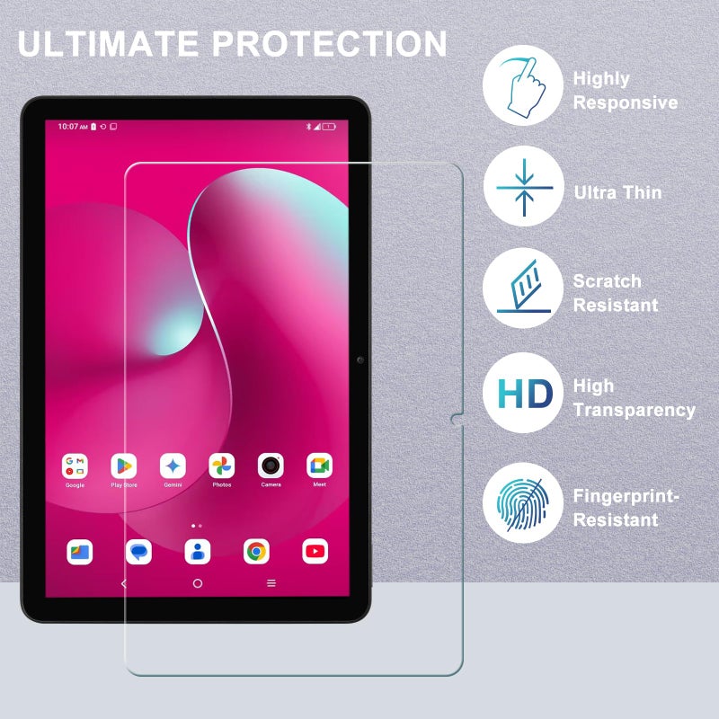 ACdream 2 Pack Screen Protector for T-Mobile Revvl Tab 2 10.1" Tablet 2025 Model:9185W,(NOT FIT 2023 Revvl Tab 5G 10.36"), HD Tempered Glass Anti-Fingerprints Bubble-Free Easy Installation 9H Hardness - Image 4
