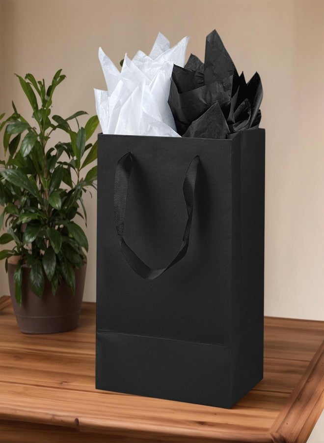 KEEPARTY 12.6 Inches Black Gift Bags with Ribbon Handles Kraft Paper Shopping Bags with Tissue Paper for Party Business Wedding Birthday Graduation Fathers Day - Image 5