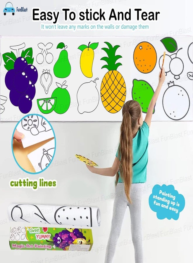FunBlast Children's Drawing Roll, Coloring Paper Roll for Kids, 30 X 300Cm DIY Painting Drawing Paper Roll, Sticky Kid Art Roll, Early Educational Toys for Kid (Sweets-Theme) - Image 2