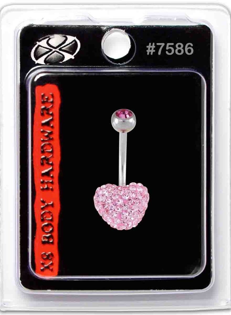 إكس 8 بودي هاردوير خاتم سرة على شكل قلب وردي لامع من الفولاذ المقاوم للصدأ 316L - Image 1