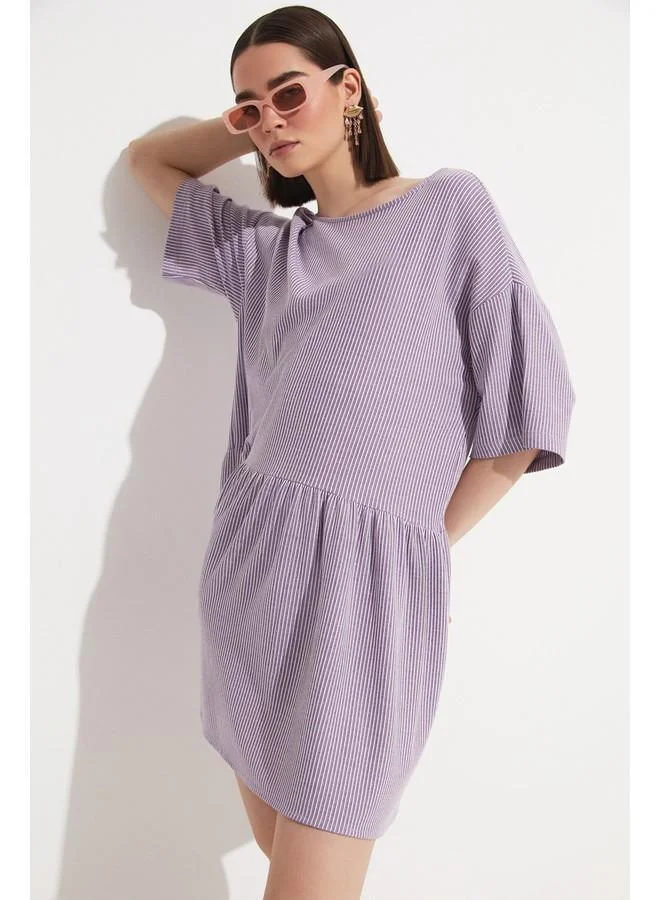 JUNE June Cotton Flounce Dress Purple