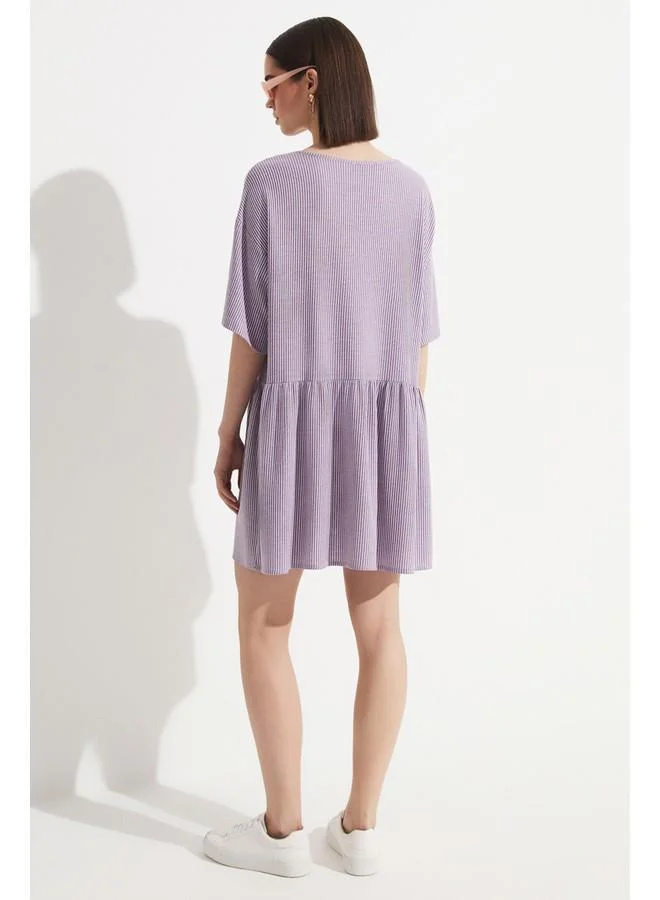 JUNE June Cotton Flounce Dress Purple