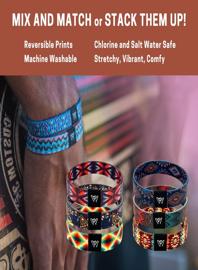 Hang Loose Bands أساور هانغ لوز - سوار جنوب غربي للرجال والنساء والمراهقين - طبعة قبلية مريحة ونمط بوهو - سوار معصم قابل للعكس بنمط غربي، مقاس صغير جدًا: طول 5.5 بوصة (للنحيفات والأطفال)، مطاط غير سام - Image 4