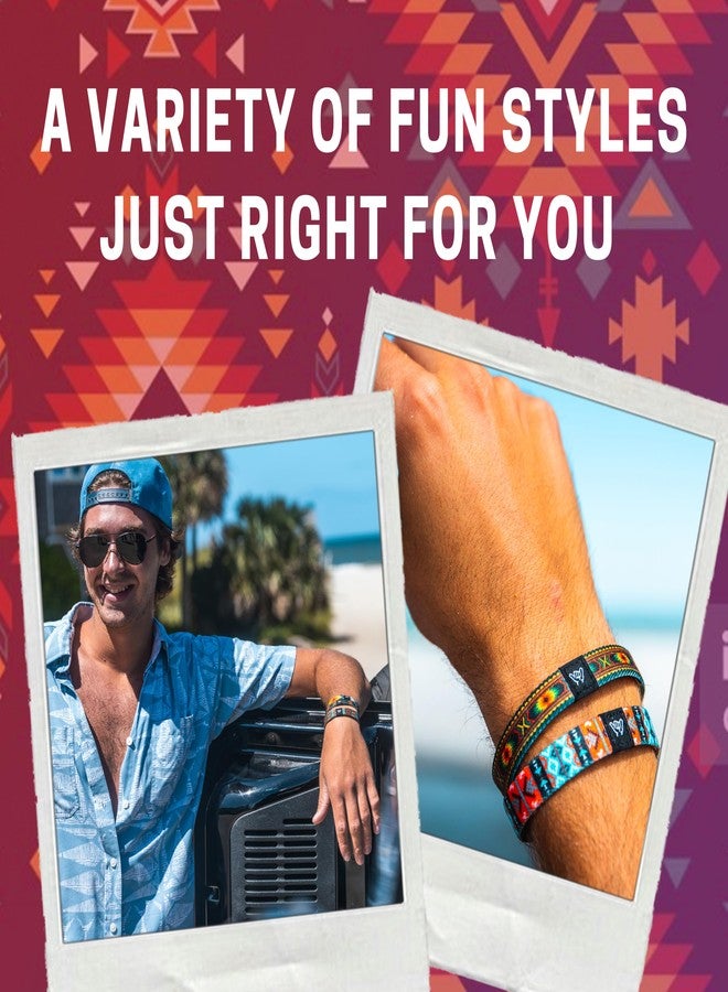 Hang Loose Bands أساور هانغ لوز - سوار جنوب غربي للرجال والنساء والمراهقين - طبعة قبلية مريحة ونمط بوهو - سوار معصم قابل للعكس بنمط غربي، مقاس صغير جدًا: طول 5.5 بوصة (للنحيفات والأطفال)، مطاط غير سام - Image 3