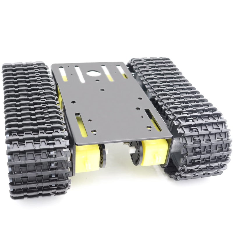 SmaringWing Metal Smart Robotic RC Tank Chassis Kit with 4pcs DC TT Motors for Arduino UNO R3 Raspberry PieSTEAM Education TT04 Crawler Tank Car Chassis Platform for Adults Black - Image 2