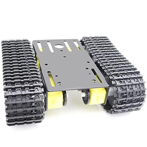 SmaringWing Metal Smart Robotic RC Tank Chassis Kit with 4pcs DC TT Motors for Arduino UNO R3 Raspberry PieSTEAM Education TT04 Crawler Tank Car Chassis Platform for Adults Black - Image 1