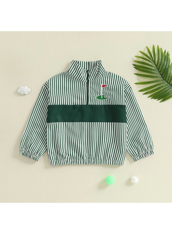 mlpeerw Baby Boy Jacket Toddler Golf Clothes Long Sleeve Lapel Button Down Top Infant First Birthday Outfit Spring Golf Coat, Golf Embroidery Green, 3-4 years - Image 4