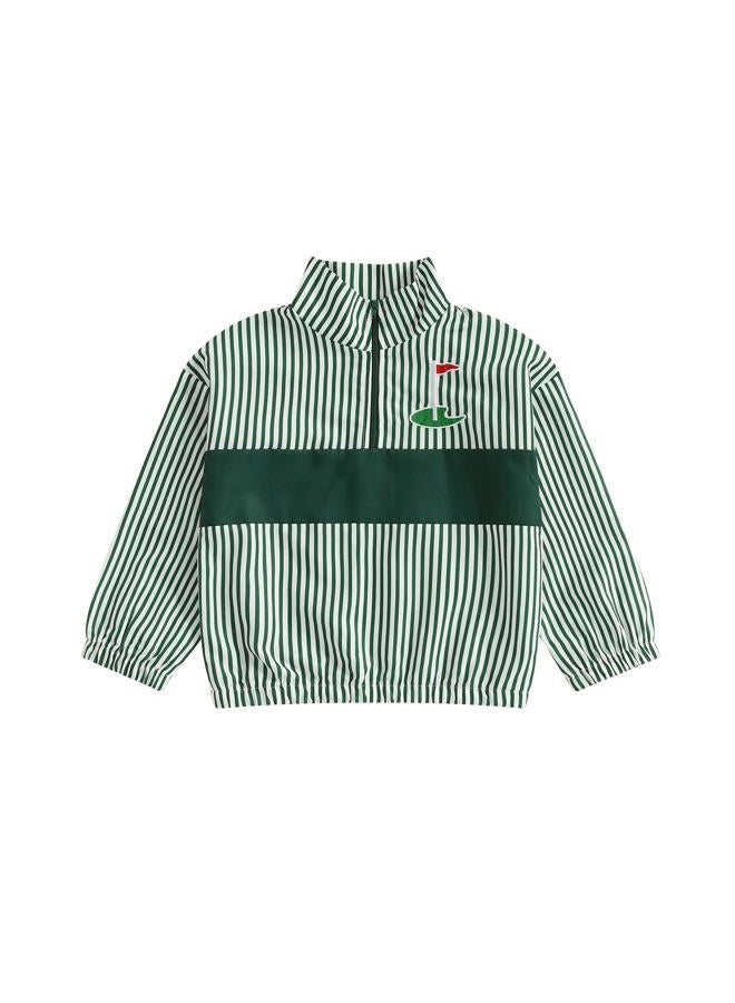 mlpeerw Baby Boy Jacket Toddler Golf Clothes Long Sleeve Lapel Button Down Top Infant First Birthday Outfit Spring Golf Coat, Golf Embroidery Green, 3-4 years - Image 1