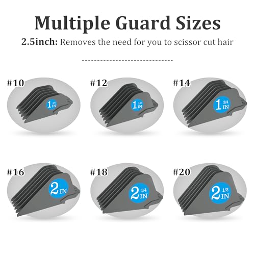CR8GR8 Clipper Guards for Wahl 10 12 14 16 18 20 Hair Clipper Guards 6pcs Extra Long Clipper Guard Attachments 2.5 Inch Clipper Guides Multiple Sizes Universal 2.5", 2.25", 2", 1.75", 1.5", 1.25" (Dark Gray) - Image 4