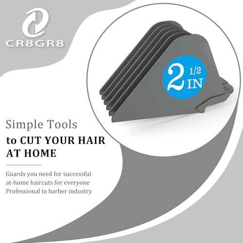 CR8GR8 Clipper Guards for Wahl 10 12 14 16 18 20 Hair Clipper Guards 6pcs Extra Long Clipper Guard Attachments 2.5 Inch Clipper Guides Multiple Sizes Universal 2.5", 2.25", 2", 1.75", 1.5", 1.25" (Dark Gray) - Image 2