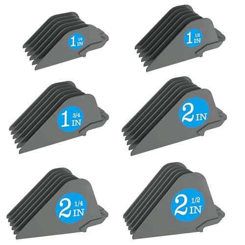 CR8GR8 Clipper Guards for Wahl 10 12 14 16 18 20 Hair Clipper Guards 6pcs Extra Long Clipper Guard Attachments 2.5 Inch Clipper Guides Multiple Sizes Universal 2.5", 2.25", 2", 1.75", 1.5", 1.25" (Dark Gray) - Image 1