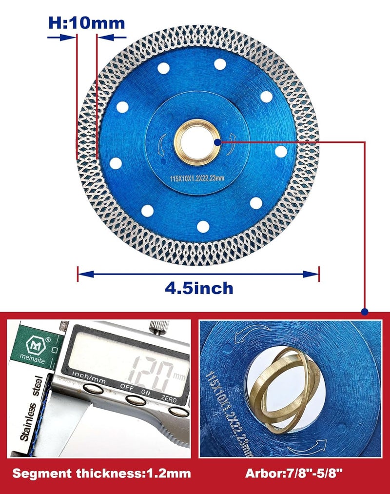 OSTEK 4.5 Inch Super Thin Diamond Tile Blade Porcelain Cutting Blade for Cutting Granite Marble Ceramics Porcelain Tiles(4.5") - Image 2