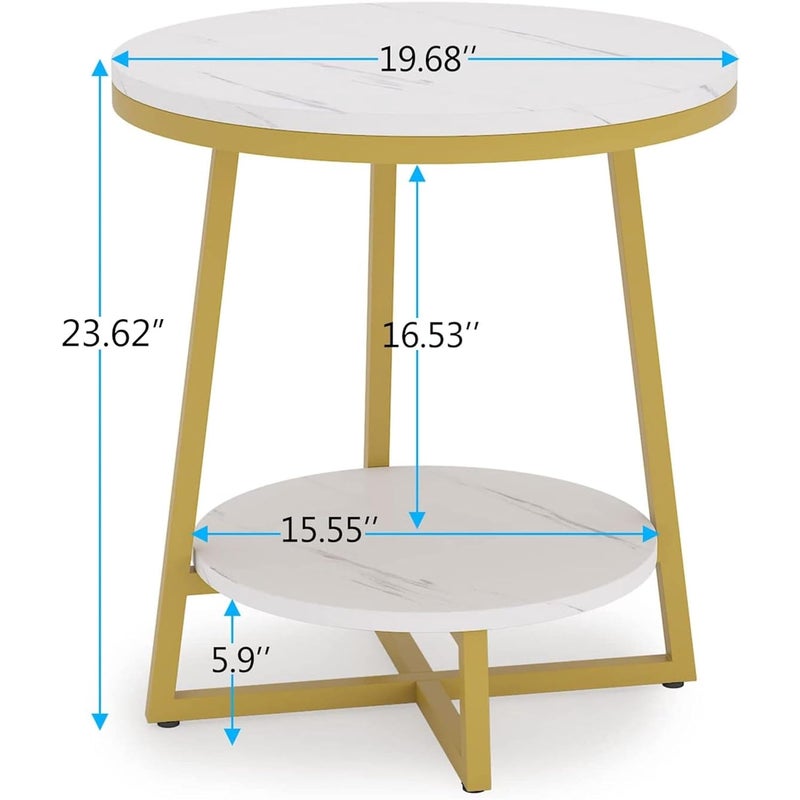 HOME ELEMENTS Engineered Wood 2 Tier Coffee Table for Living Room Tea Table Centre Table Nesting Table End Table Bedside Table Side Table for Living Room Bedroom Office White - Image 2