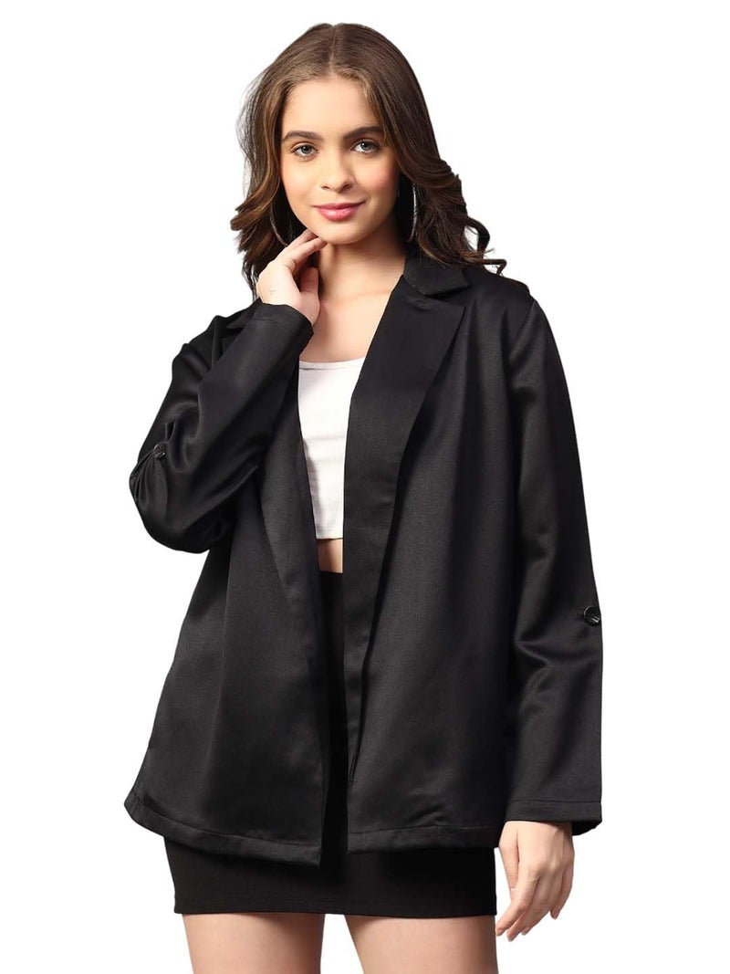KOTTY Womens Soild Regular fit Full Sleeve Formal -Casual Blazer(Black,S) - Image 1