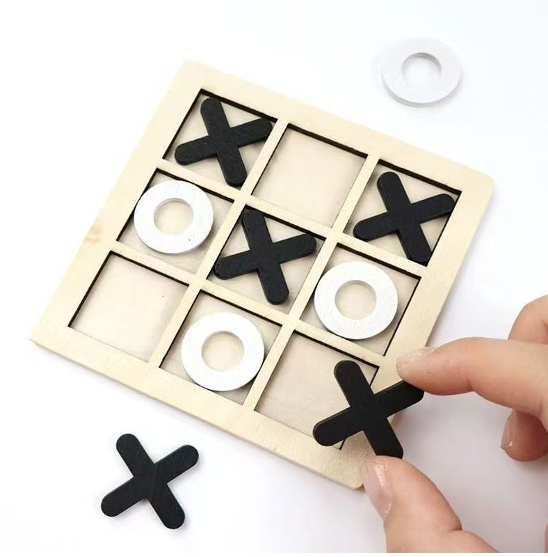 أطفال خشبية لعبة X O ، لعبة اللغز لعبة لوحة ، لعبة لوحة العائلة التفاعلية مناسبة للبالغين والأطفال - Image 1