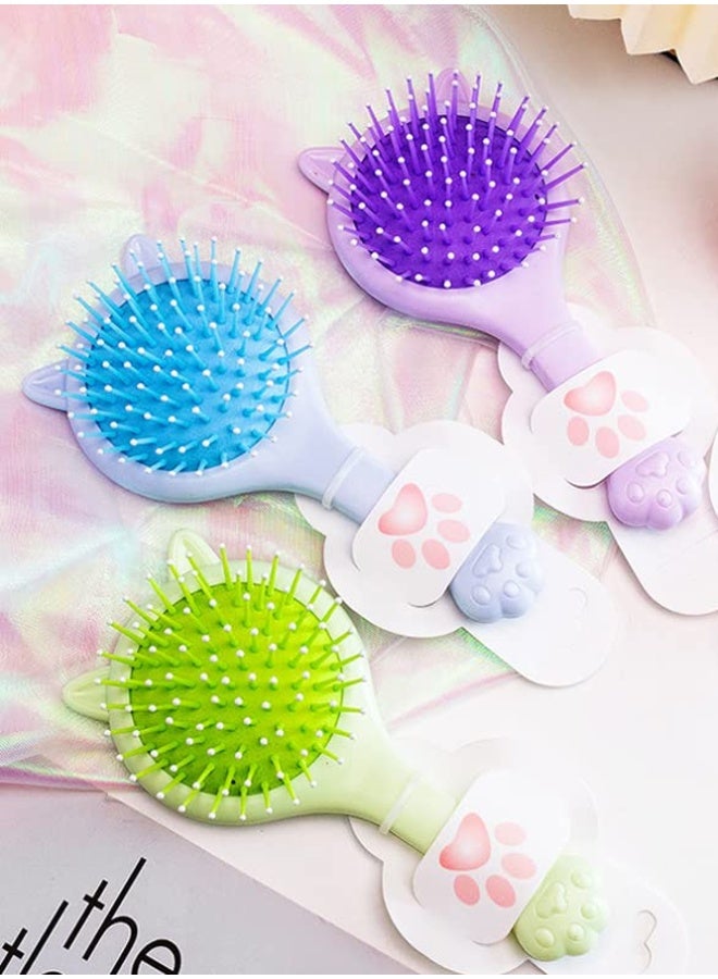 Crazy Boss Title: 2-in-1 Cat Ear Hair Brush with Mirror - Portable Mini Travel Detangling Brush for Girls - Image 3