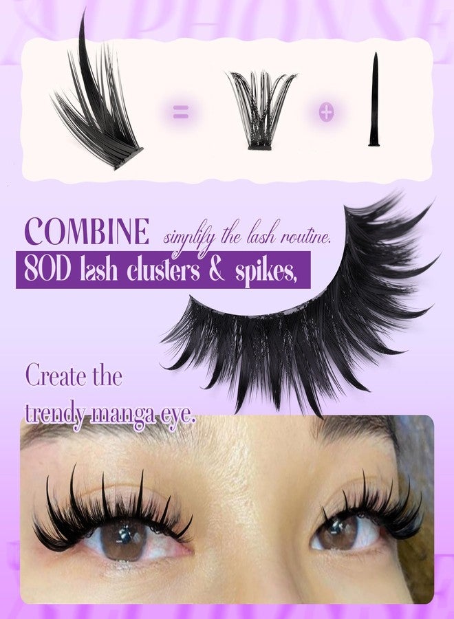 alphonse Spikes Lash Clusters with Bottom Lashes Clusters 80D Volume Thick Cluster Eyelash Extensions Wispy Spiky Manga Individual Lashes by ALPHONSE (276pcs) - Image 4