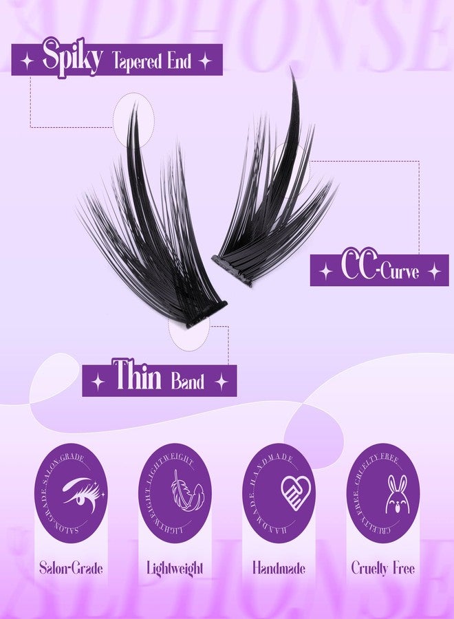 alphonse Spikes Lash Clusters with Bottom Lashes Clusters 80D Volume Thick Cluster Eyelash Extensions Wispy Spiky Manga Individual Lashes by ALPHONSE (276pcs) - Image 5
