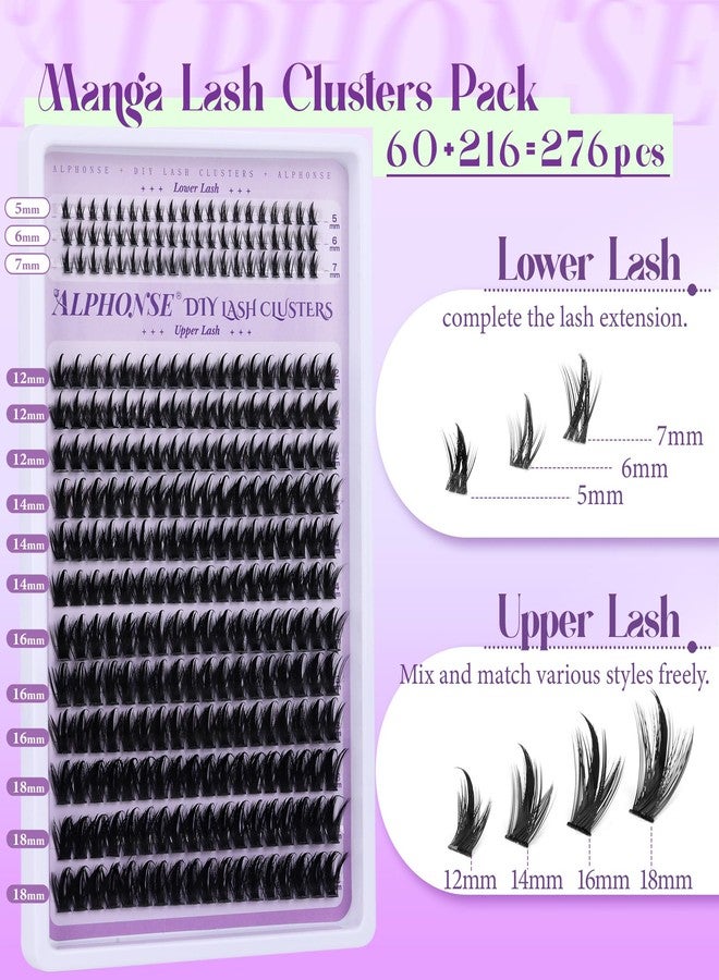 alphonse Spikes Lash Clusters with Bottom Lashes Clusters 80D Volume Thick Cluster Eyelash Extensions Wispy Spiky Manga Individual Lashes by ALPHONSE (276pcs) - Image 3