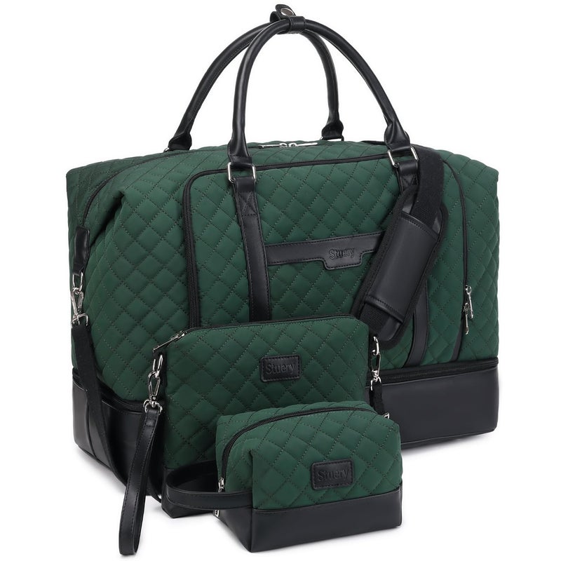 Stuery Weekender Bags for Women Overnight Bag with Shoe Compartment and Toiletry Bags Large Travel Duffel Bag Carry On Shoulder Tote with Trolley Sleeve 21 inches for Weekend Traveling Business Trip Gym - Image 2