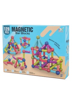 Magnetic Sticks Building Blocks Toy, 128-Piece Set of Colorful Magnetic Sticks and Balls, Strong Magnetic Design Makes It Easy to Assemble and Disassemble, Helps Develop Fine Motor Skills and Logical Thinking, Build 3D Shapes and Structures, Support Early Learning, Develop Creative Problem Solving Skills, Individual or Group Play, Perfect as an Educational Gift for Birthdays and Special Occasions