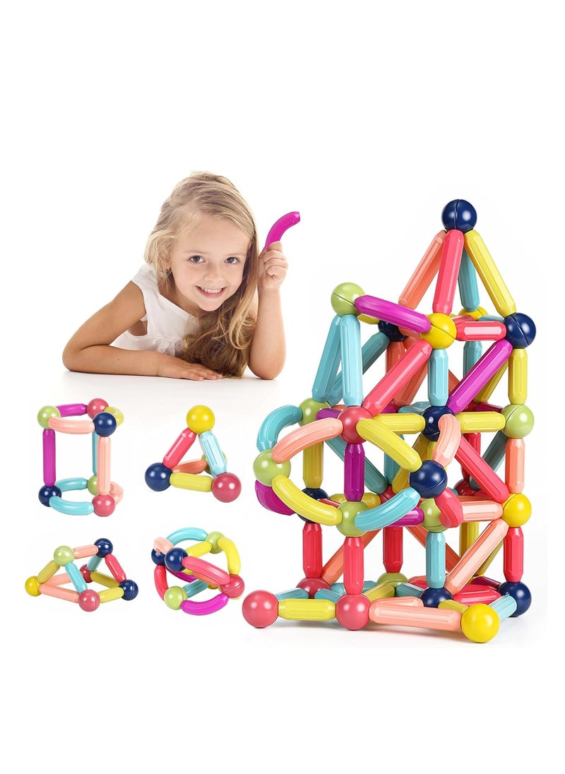 Generic - Magnetic Sticks Building Blocks Toy, 128-Piece Set of Colorful Magnetic Sticks and Balls, Strong Magnetic Design Makes It Easy to Assemble and Disassemble, Helps Develop Fine Motor Skills and Logical Thinking, Build 3D Shapes and Structures, Support Early Learning, Develop Creative Problem Solving Skills, Individual or Group Play, Perfect as an Educational Gift for Birthdays and Special Occasions - Image 1