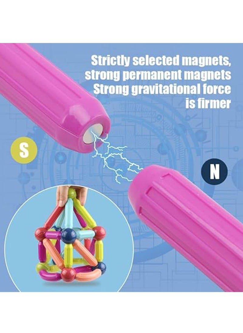 Generic - Magnetic Sticks Building Blocks Toy, 128-Piece Set of Colorful Magnetic Sticks and Balls, Strong Magnetic Design Makes It Easy to Assemble and Disassemble, Helps Develop Fine Motor Skills and Logical Thinking, Build 3D Shapes and Structures, Support Early Learning, Develop Creative Problem Solving Skills, Individual or Group Play, Perfect as an Educational Gift for Birthdays and Special Occasions - Image 1