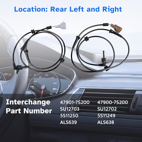 Ruizure Rear ABS Wheel Speed Sensor Left and Right fit for Nissan Titan 2004 2005 2006 2007 2008 2009 2010 2011, Driver Passenger Side, ALS638 ALS639, 2pcs - Image 3