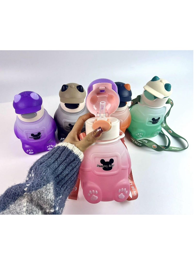 كيوشوب زمزمية أطفال بحزام وماصة – تصميم أرنب لطيف من كيوشوب مثالية للمدرسة، الحضانة، النادي وكل الخروجات - Image 2