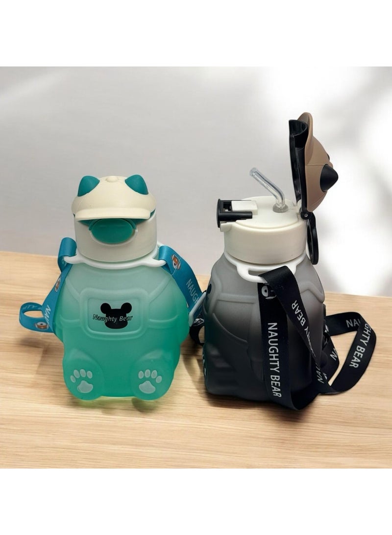 كيوشوب زمزمية أطفال بحزام وماصة – تصميم أرنب لطيف من كيوشوب مثالية للمدرسة، الحضانة، النادي وكل الخروجات - Image 4