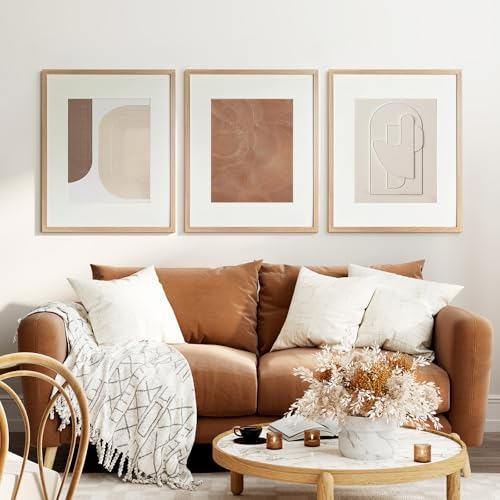 wallwisy 16x20 Picture Frame, Solid Oak 16x20 Picture Frame with Mat, 20x16 Natural Wood Frame for Wall Art Photo, Set of 1 - Image 2