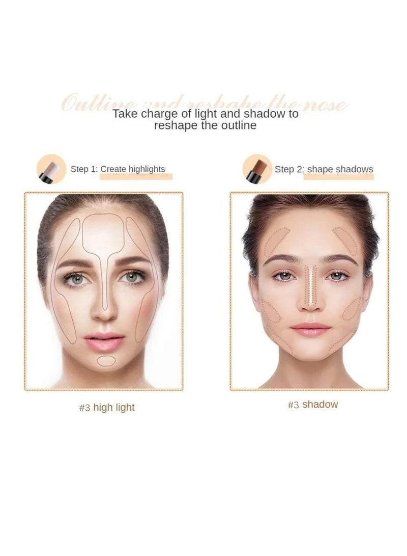 HelloKiss عصا تظليل مكياج 2 في 1 وعصا هايلايتر للوجه - عصا كونتور مزدوجة النهاية - عصا كونتور كريمي - عصا برونزر مكياج - عصا مكياج للوجه - عصا تضيء وتظلل الوجه - قلم 01 - Image 5