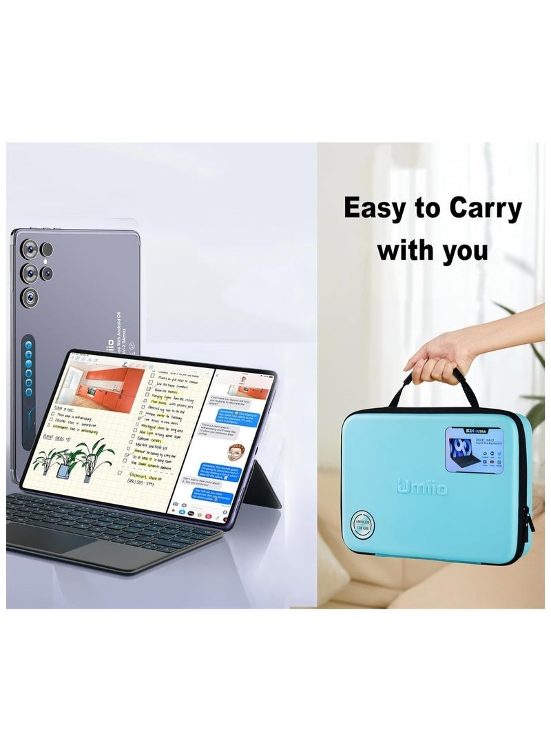 Umiio 💼 Smart Tablet S24 Ultra 10.1-Inch Android Tablet | 12GB RAM + 512GB ROM | Dual SIM 5G + Wi-Fi | HD Display | Touchpad Keyboard Case + EWB Handbag – Blue | Slim & Powerful  - Image 5