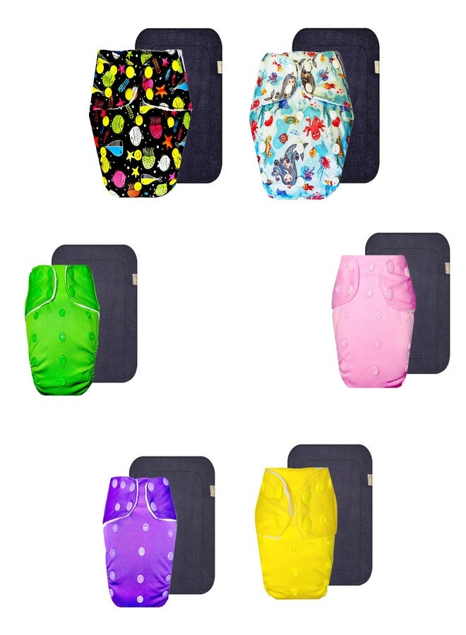 Dumbledo Premium Cloth Diaper with Gray Insert (Pack of 6) | Soft & Gentle | Leakproof | Adjustable Snaps | Ideal for Toddlers | 3 Months - 3 Years | Unisex Baby - Image 1