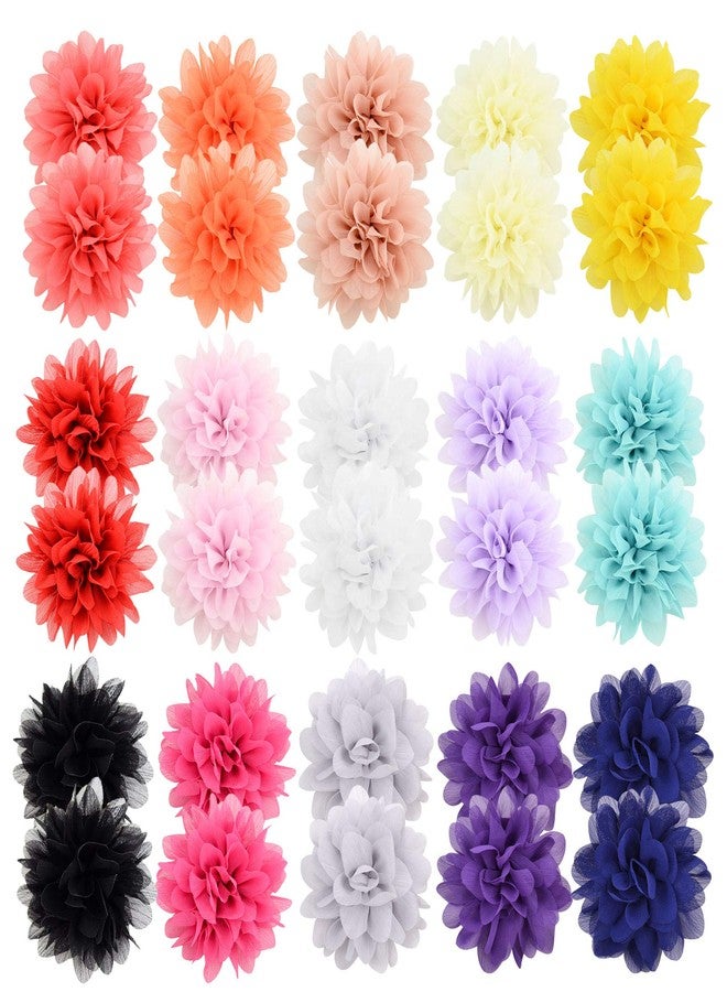 jollybows 30pcs Baby Girls Alligator Hair Clips Chiffon Flower Hair Barrettes Accessories for Kids Toddler Teens - Image 2