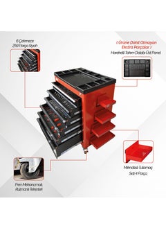 Movable Tool Cabinet on Wheels Tool Trolley 6 Drawers Locked 259 Pieces Black Full - pzsku/Z2CA72FF4D4776DD4E57BZ/45/_/1740601578/13ee26f3-aaa3-402f-9c5a-f15c2b37c6fd