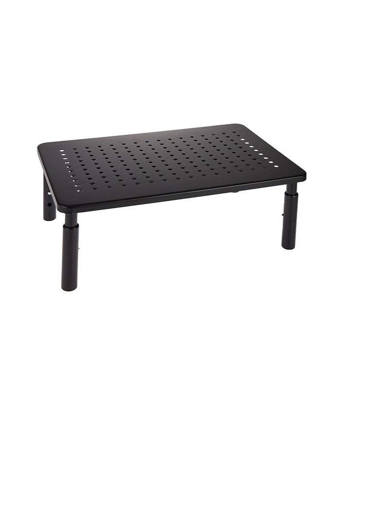 Monitor Stand Riser with Storage Drawer, 3 Height Adjustable, Metal Computer Stand for PC and Printer, Black - Image 1