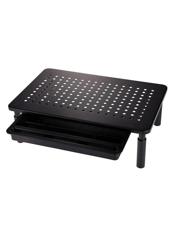 Monitor Stand Riser with Storage Drawer, 3 Height Adjustable, Metal Computer Stand for PC and Printer, Black - Image 3