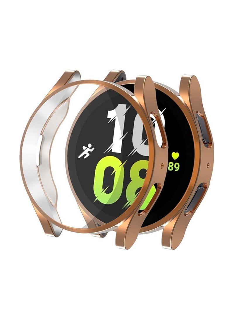 متوافق مع حافظة حماية شاشة Samsung Galaxy Watch 5 40 مم، غطاء حماية ناعم مطلي بمادة TPU لحماية مقاومة الخدش (ذهبي وردي) - Image 1