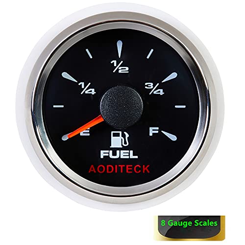 AODITECK 8 Scale Black Fuel Gauge Marine for Boat Vehicles RV Car Truck Oil Automotive Replacement Gauge Aftermarket Fuel Level Gauge Signal Selectable 0-190ohm 240-33ohm 240-30ohm 0-180ohm 10-180ohm - Image 2